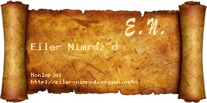 Eiler Nimród névjegykártya